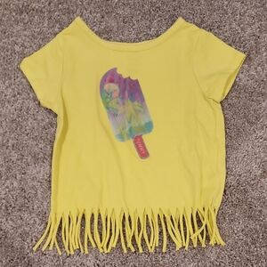 Yellow Kids Fringe T-Shirt with Popsicle Design